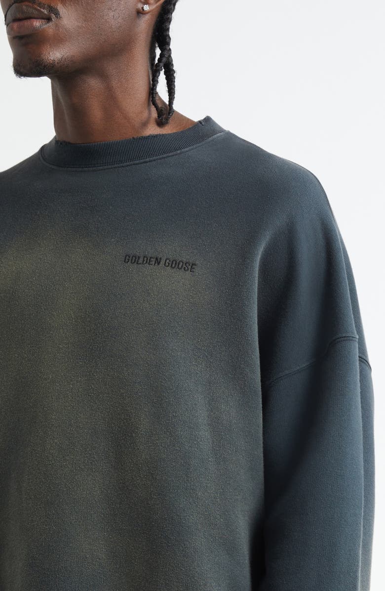 Golden Goose Gender Inclusive Journey Crewneck Sweatshirt, Alternate, color, Bleached Washed Black