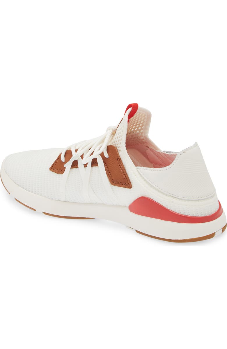 OluKai Mio Li Sneaker, Alternate, color, Bright White / Red Lava