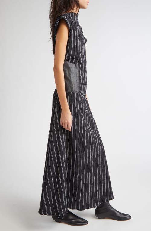 Kúr Leather Patch Pocket Stripe Maxi Dress In Multi