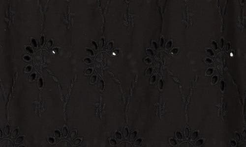 Forgotten Grace Lace Trim Embroidered Eyelet Blouse In Black