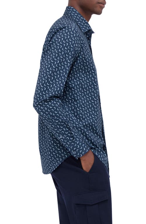 Bugatchi James Ooohcotton® Moon Print Button-up Shirt In Navy