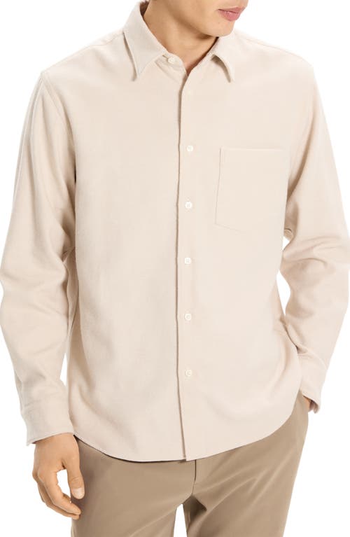 Theory Weekend Brushed Cotton Twill Button-up Shirt In Gray