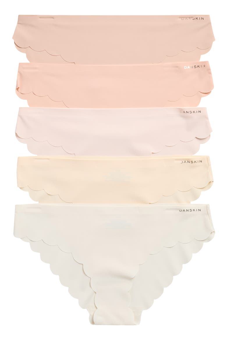 5-Pack Laser Cut Bikini Briefs, Main, color, BLUSH SHORES/ LIGHT HONEY