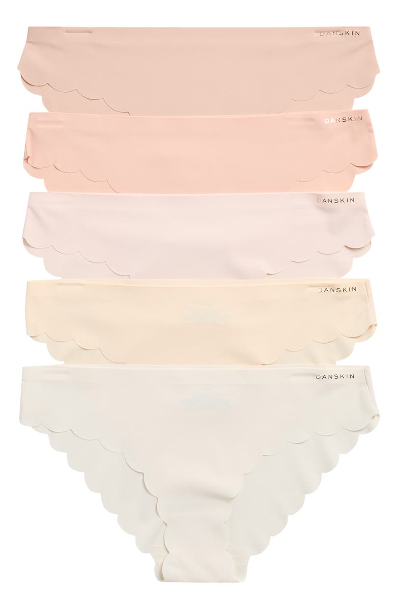 Danskin 5-Pack Laser Cut Bikini Briefs, Main, color, Blush Shores/ Light Honey