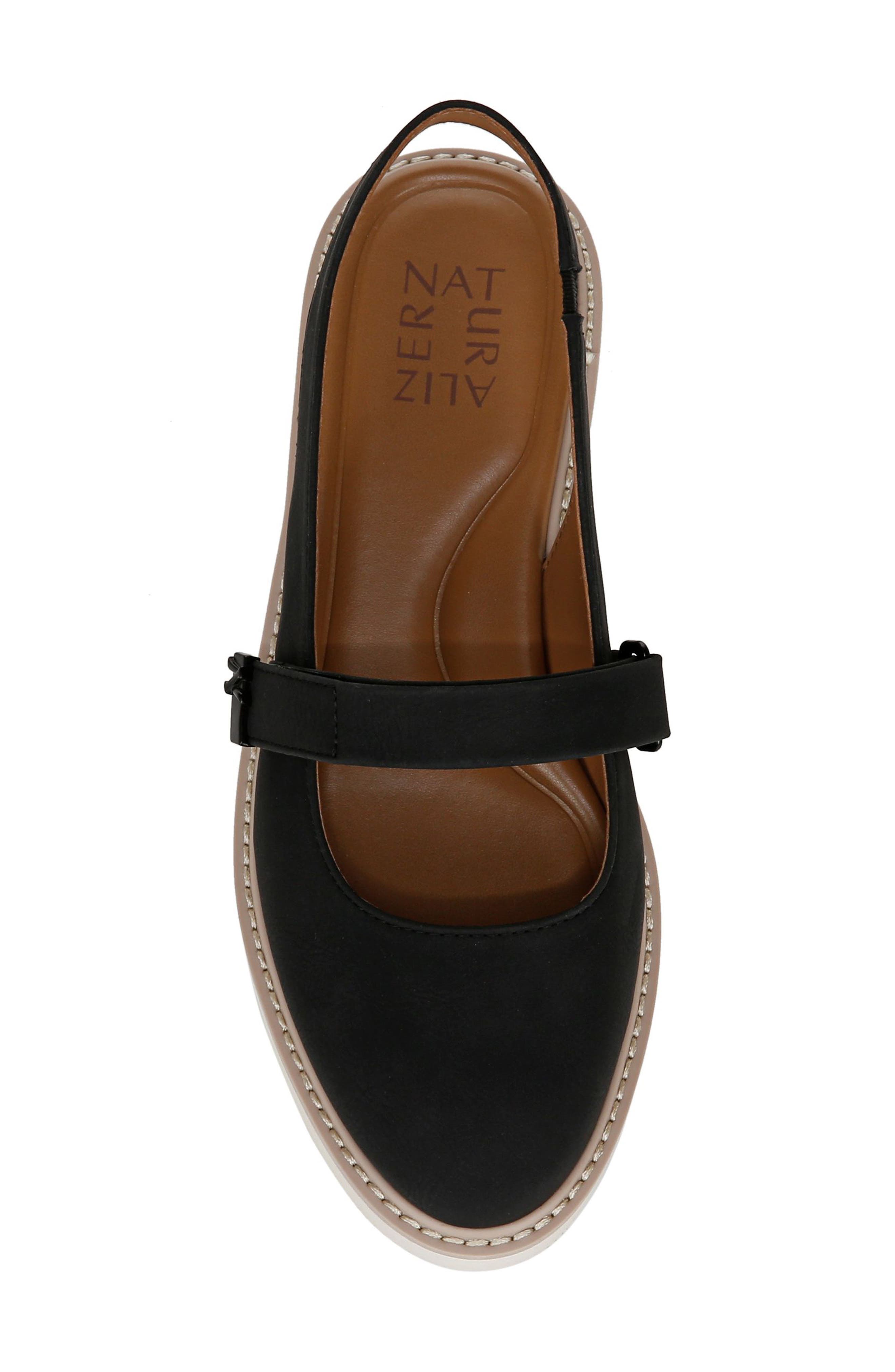 Naturalizer Edison Slingback Flat, Alternate, color, Black Faux Leather