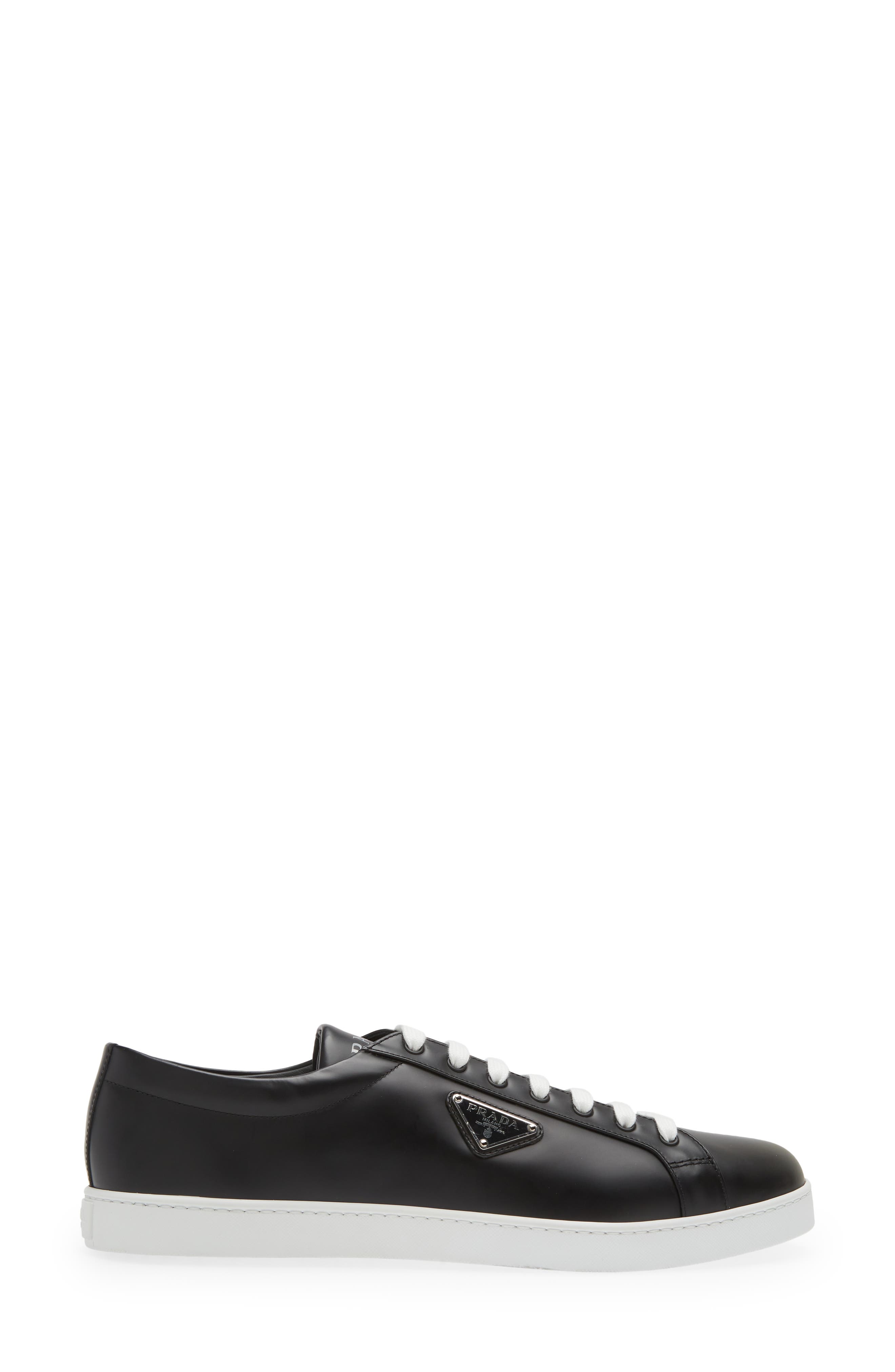 Prada Lane Triangle Logo Low Top Leather Sneaker, Alternate, color, 