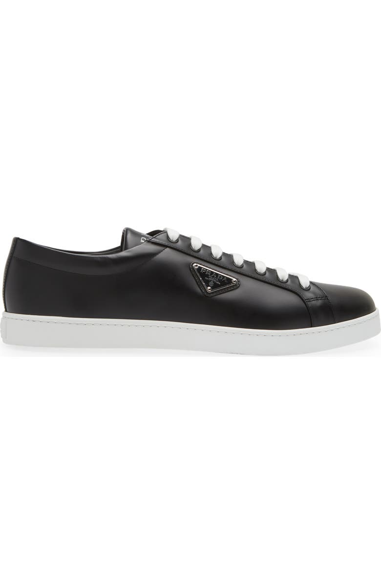 Prada Lane Triangle Logo Low Top Leather Sneaker, Alternate, color,