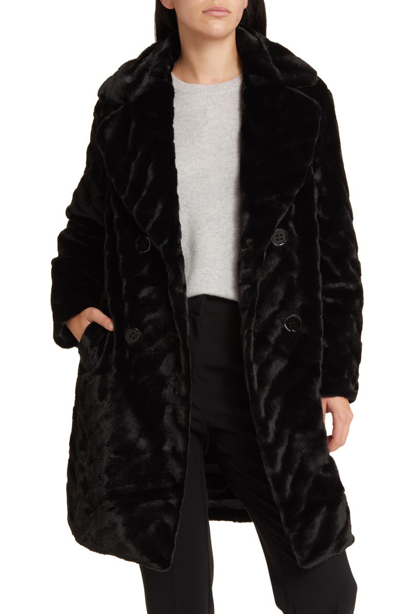 Via Spiga Double Breasted Faux Fur Coat, Alternate, color, 