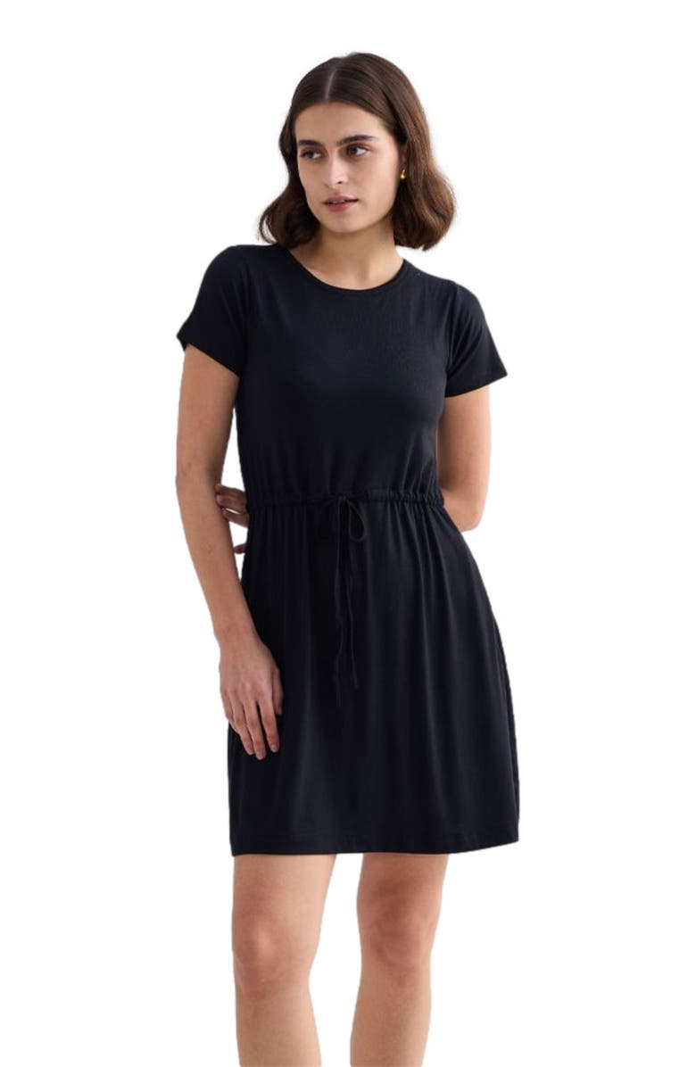 Reistor Drawstring Short T-shirt Dress in Black, Alternate, color, Black
