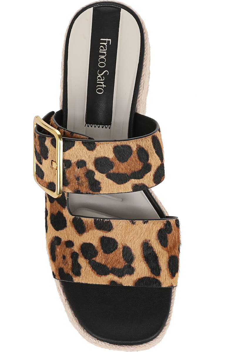 Franco Sarto Taziana Genuine Calf Hair Wedge Sandal, Alternate, color, Camel