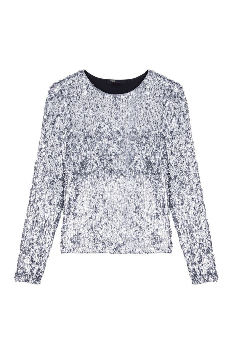 maje Long-sleeved sequinned top, Alternate, color, 