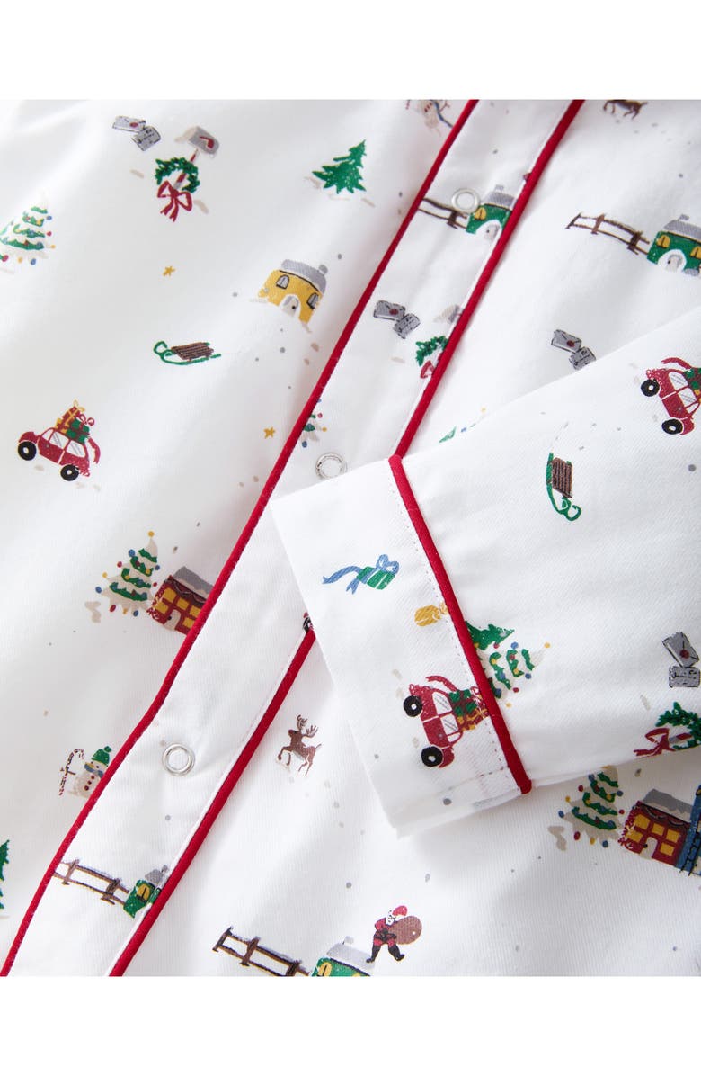 Petite Plume Cambridge Holiday Town One-Piece Brushed Twill Pajamas, Alternate, color, White