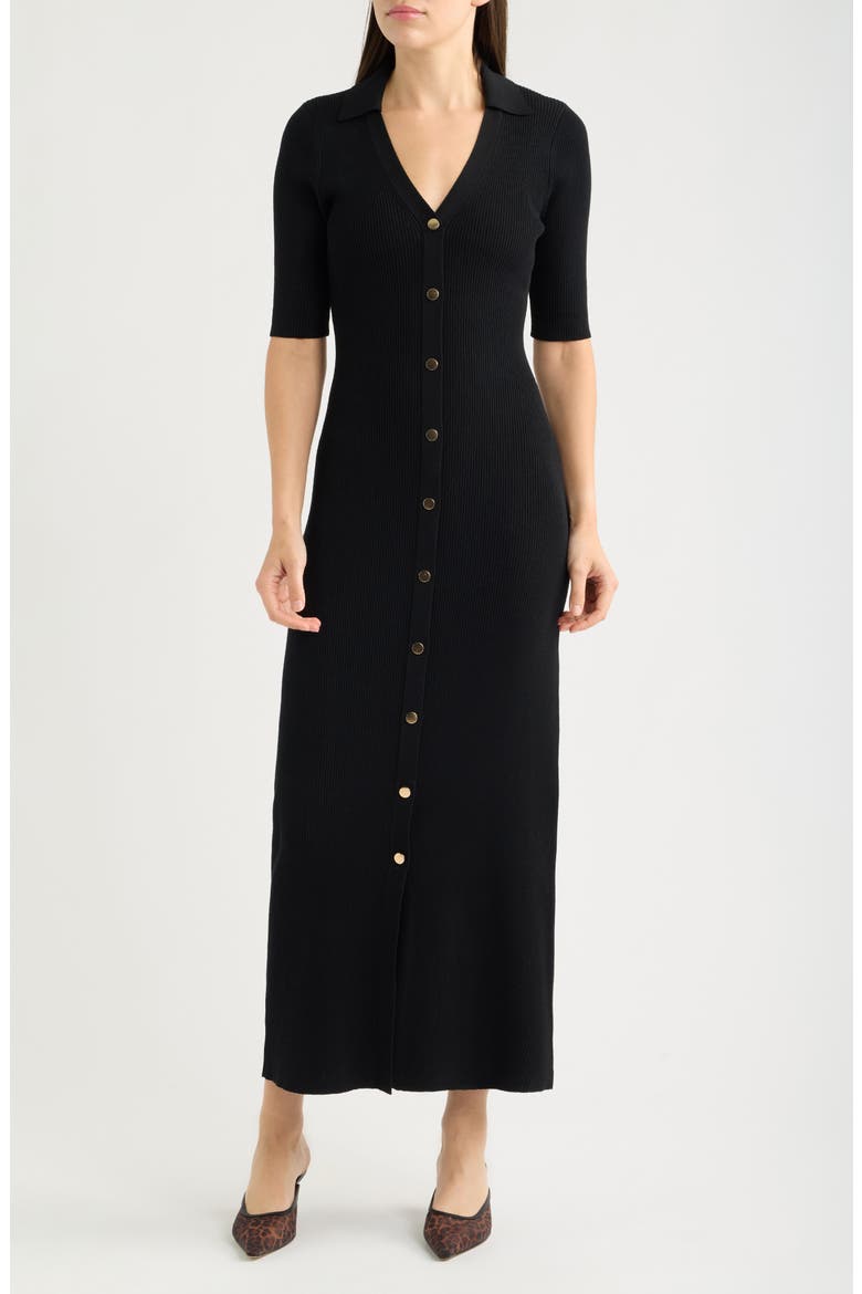 Rib Sweater Dress, Main, color, BLACK