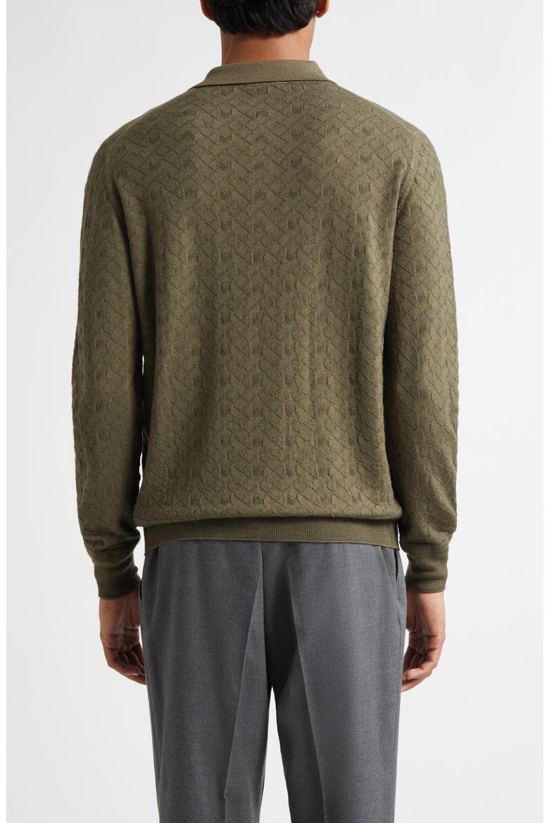 Long Sleeve Virgin Wool Polo Sweater, Alternate, color, OLIVE