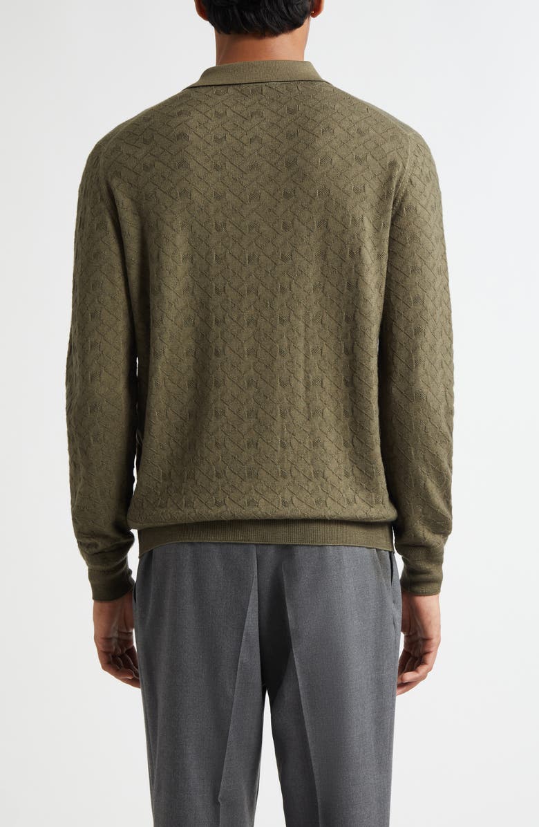 Boglioli Long Sleeve Virgin Wool Polo Sweater, Alternate, color, Olive