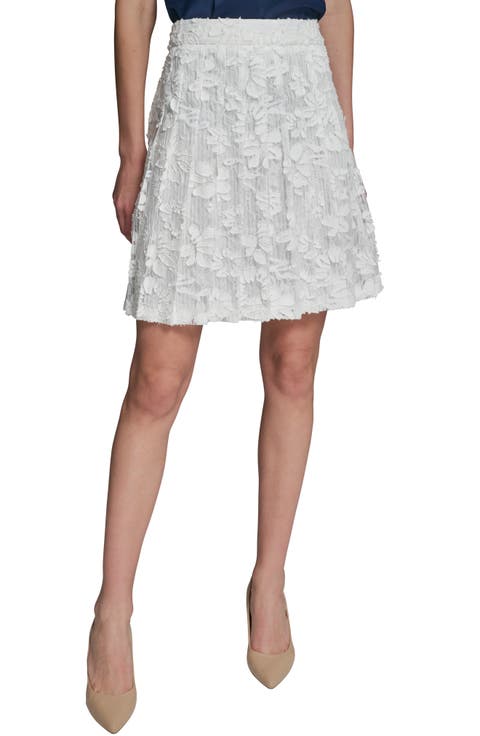 Floral Appliqué Cotton Blend Lace Skirt