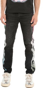 PURPLE BRAND Embroidered Gradient Logo Slim Straight Leg Jeans