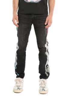 Embroidered Gradient Logo Slim Straight Leg Jeans