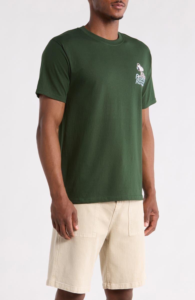 The Forecast Agency Peanuts<sup>®</sup> Records Cotton Graphic T-Shirt, Alternate, color, Forest