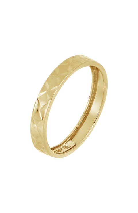14K Gold Diamond Cut Band Ring