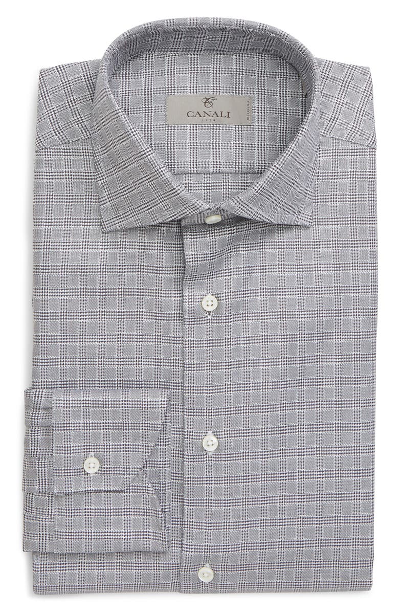 Canali Trim Fit Plaid Dress Shirt, Alternate, color, 