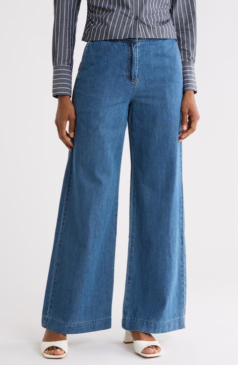 Mid Rise Wide Leg Jeans