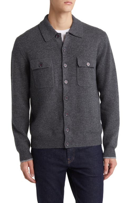Lorenzo Uomo Merino Wool & Cashmere Cardigan in Charcoal 