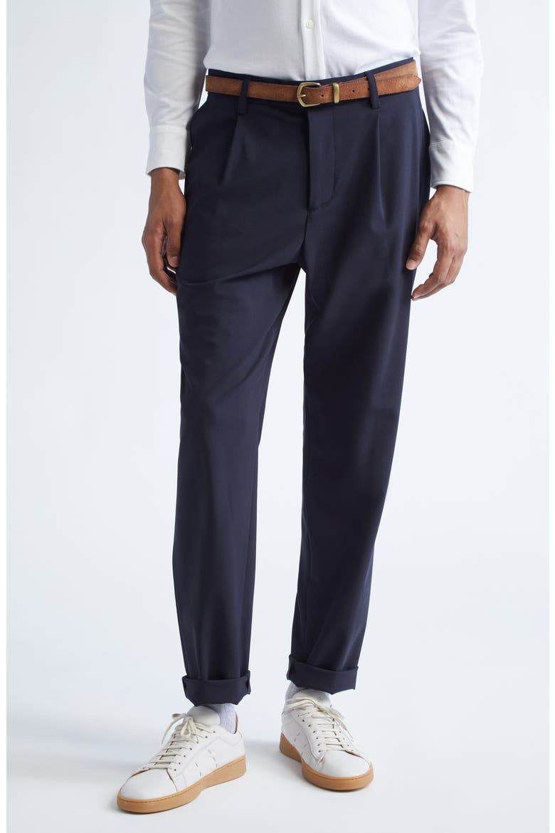 Pleated Stretch Virgin Wool Pants, Main, color, 11N NEW BLUE