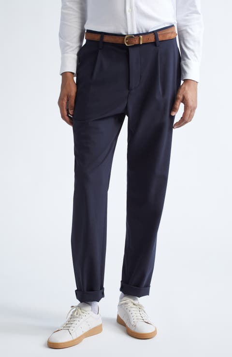 Pleated Stretch Virgin Wool Pants