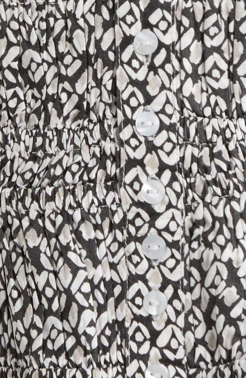 Smock Floral Print Cover-Up Minidress