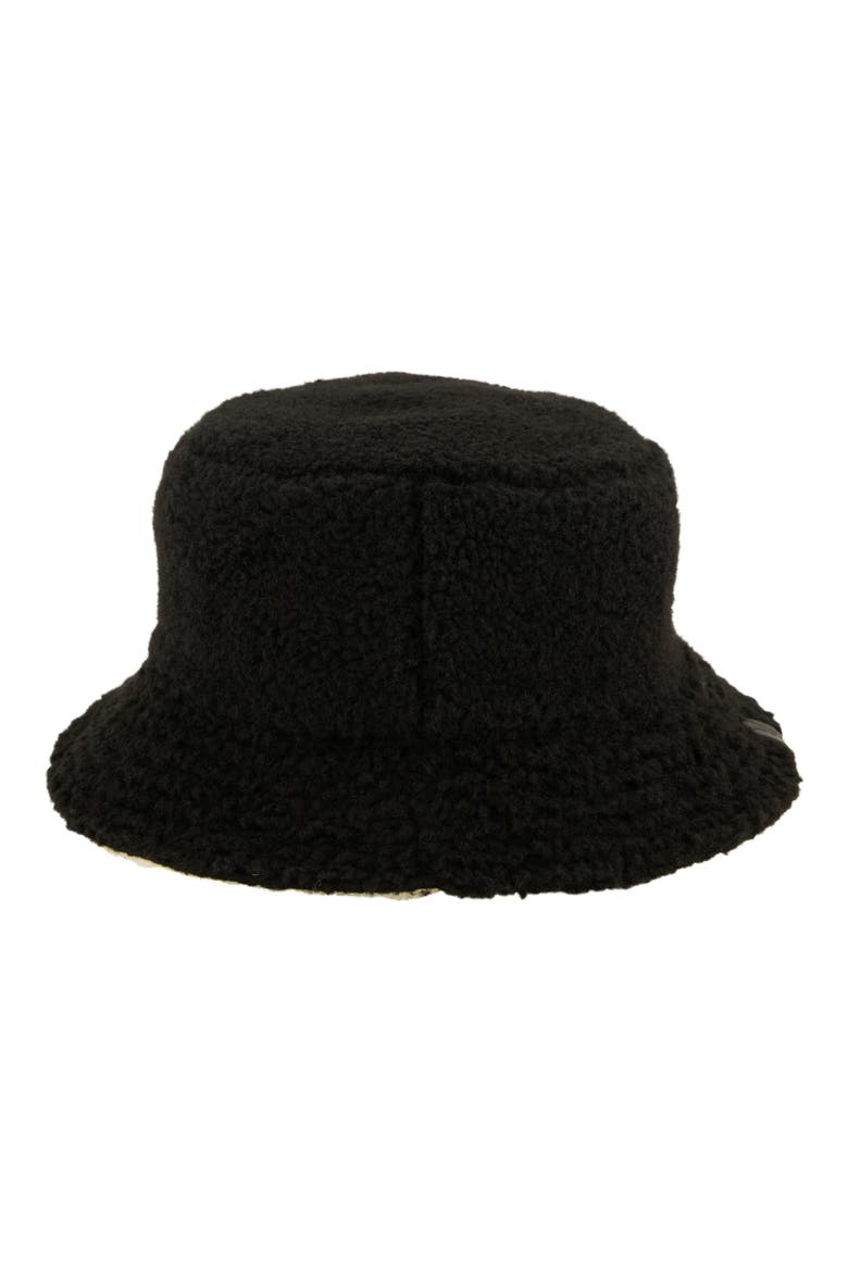 Reversible Teddy Fleece Bucket Hat, Main, color, BLACK WHITE