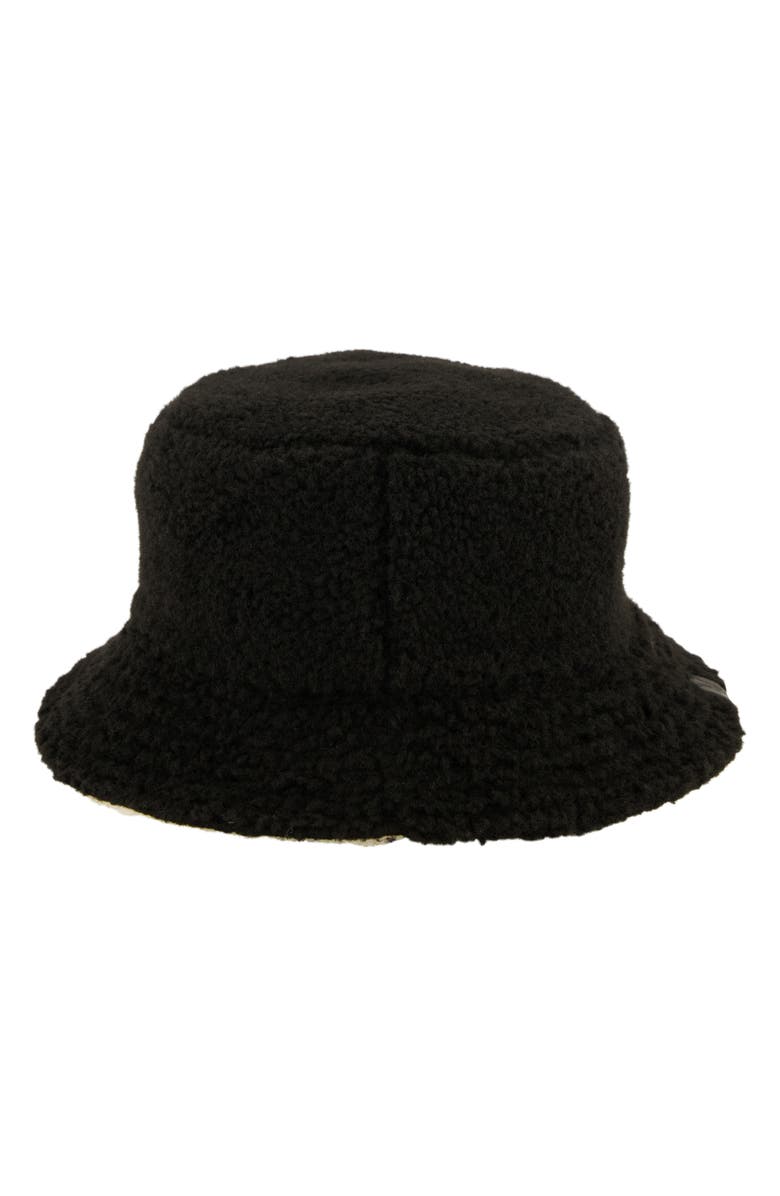 AllSaints Reversible Teddy Fleece Bucket Hat, Main, color, Black White