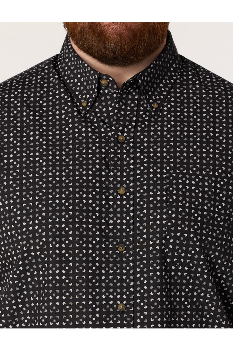 Big & Tall Easy-Care Micro Print Sport Shirt V3, Alternate, color, BLACK