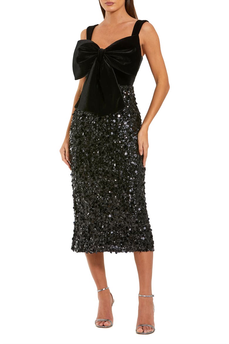 womens sequin bow dress Irina White Sequin Mini Dress with Black Bow S