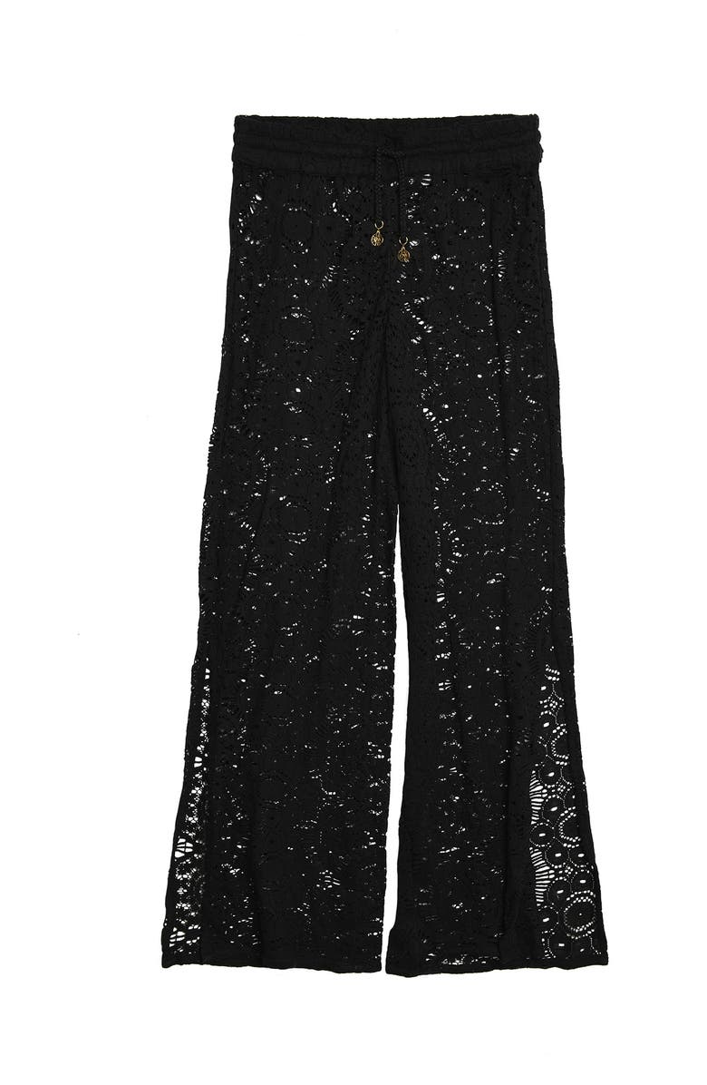 Sunshine 79 Open Stitch Cover-Up Beach Pants, Alternate, color, Black
