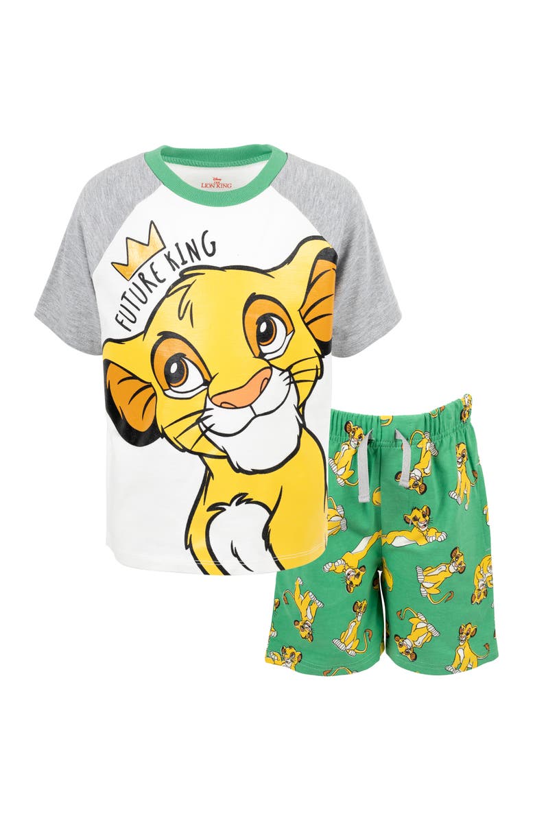 Disney Lion King Simba 2-Piece T-Shirt and Shorts Set, Main, color, Simba Green Ivory