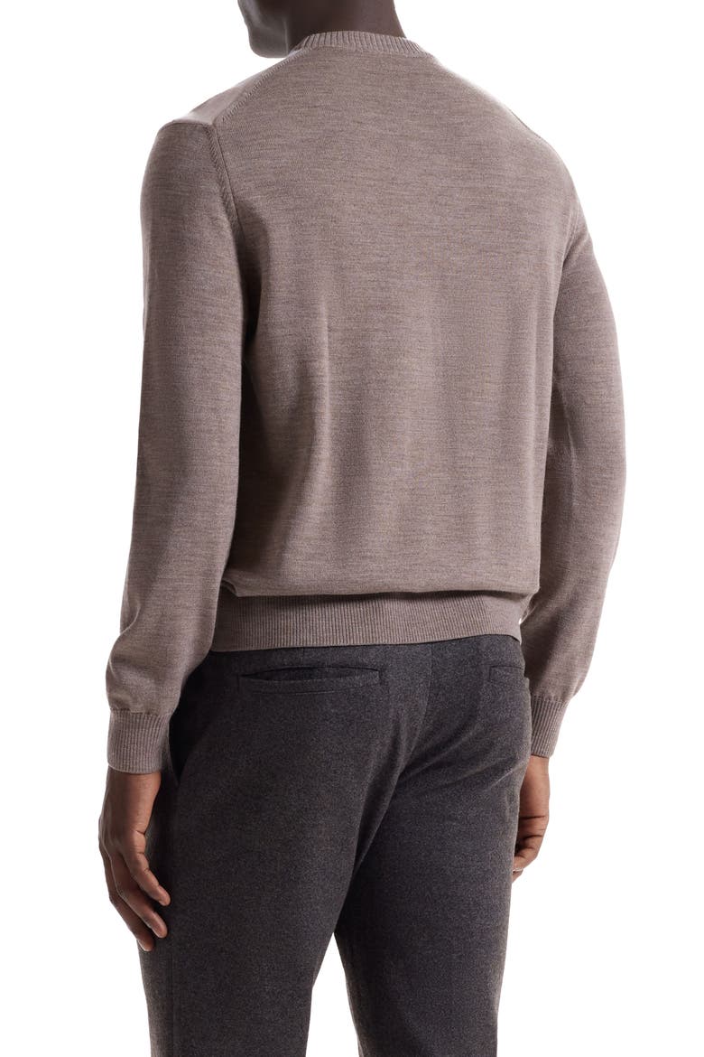 Geometric Pattern Merino Wool Crewneck Sweater, Alternate, color, WALNUT