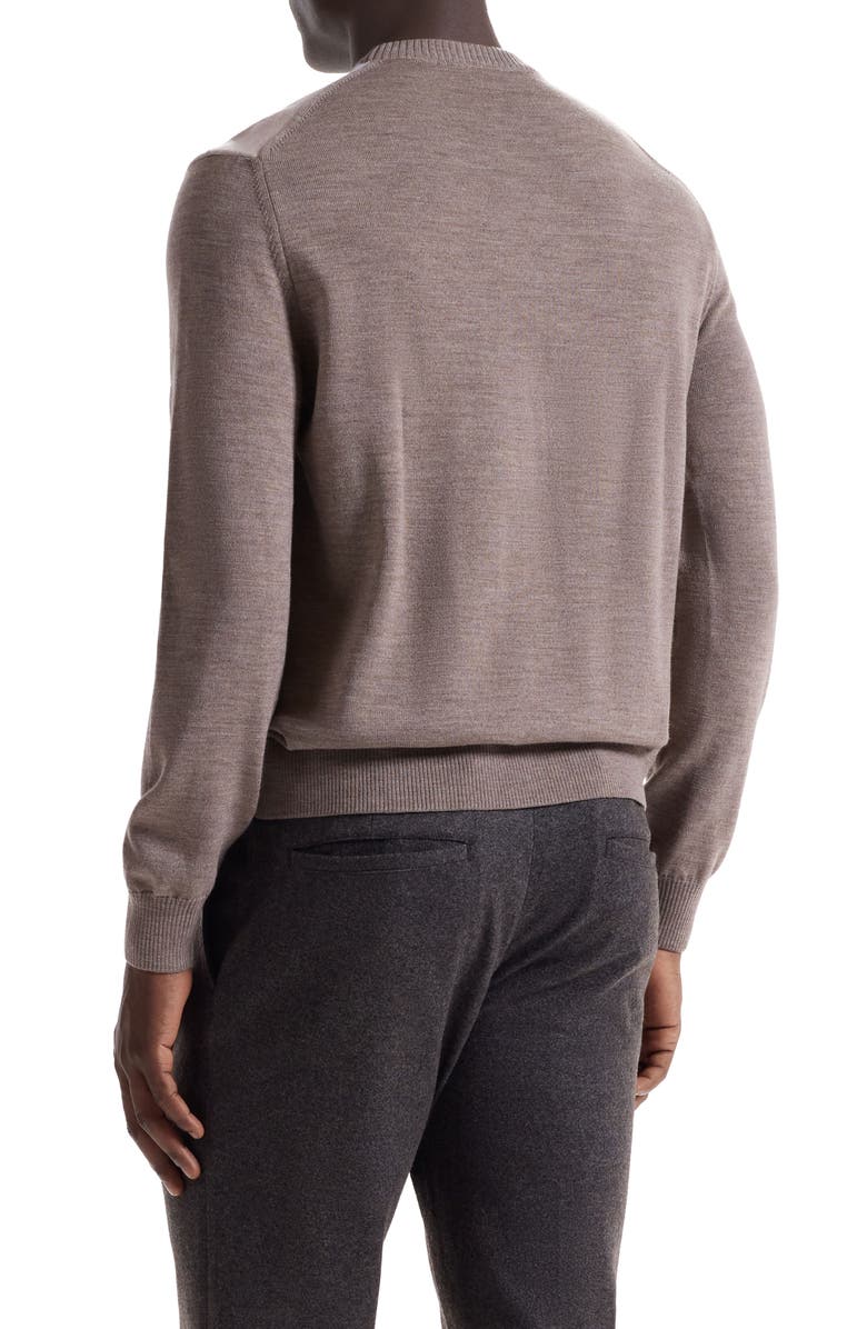 Bugatchi Geometric Pattern Merino Wool Crewneck Sweater, Alternate, color, Walnut