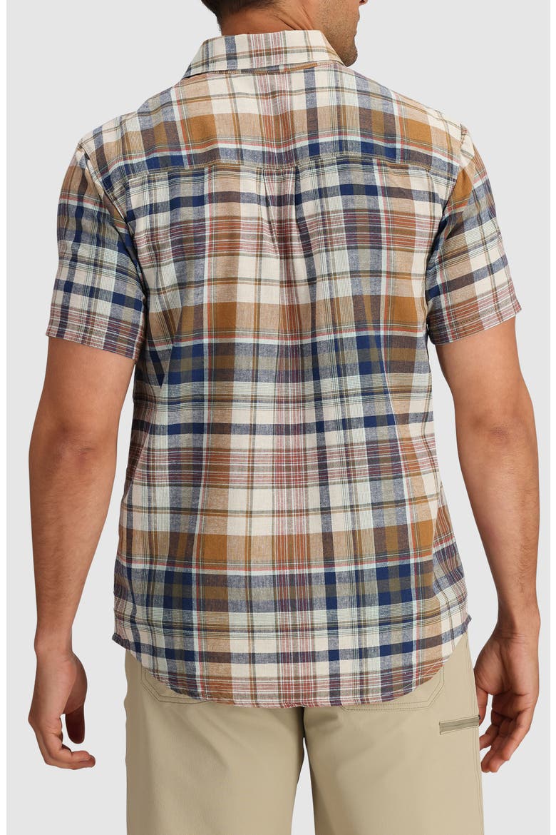 Weisse Plaid Short Sleeve Button-Up Shirt, Alternate, color, BRONZE