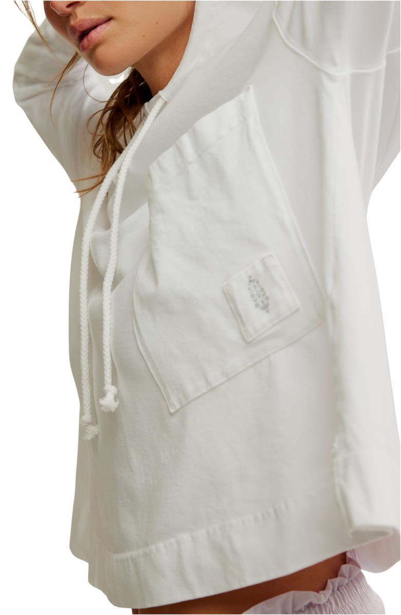 Free People FP Movement Hot Shot Stretch Cotton Fleece Hoodie, Alternate, color, White