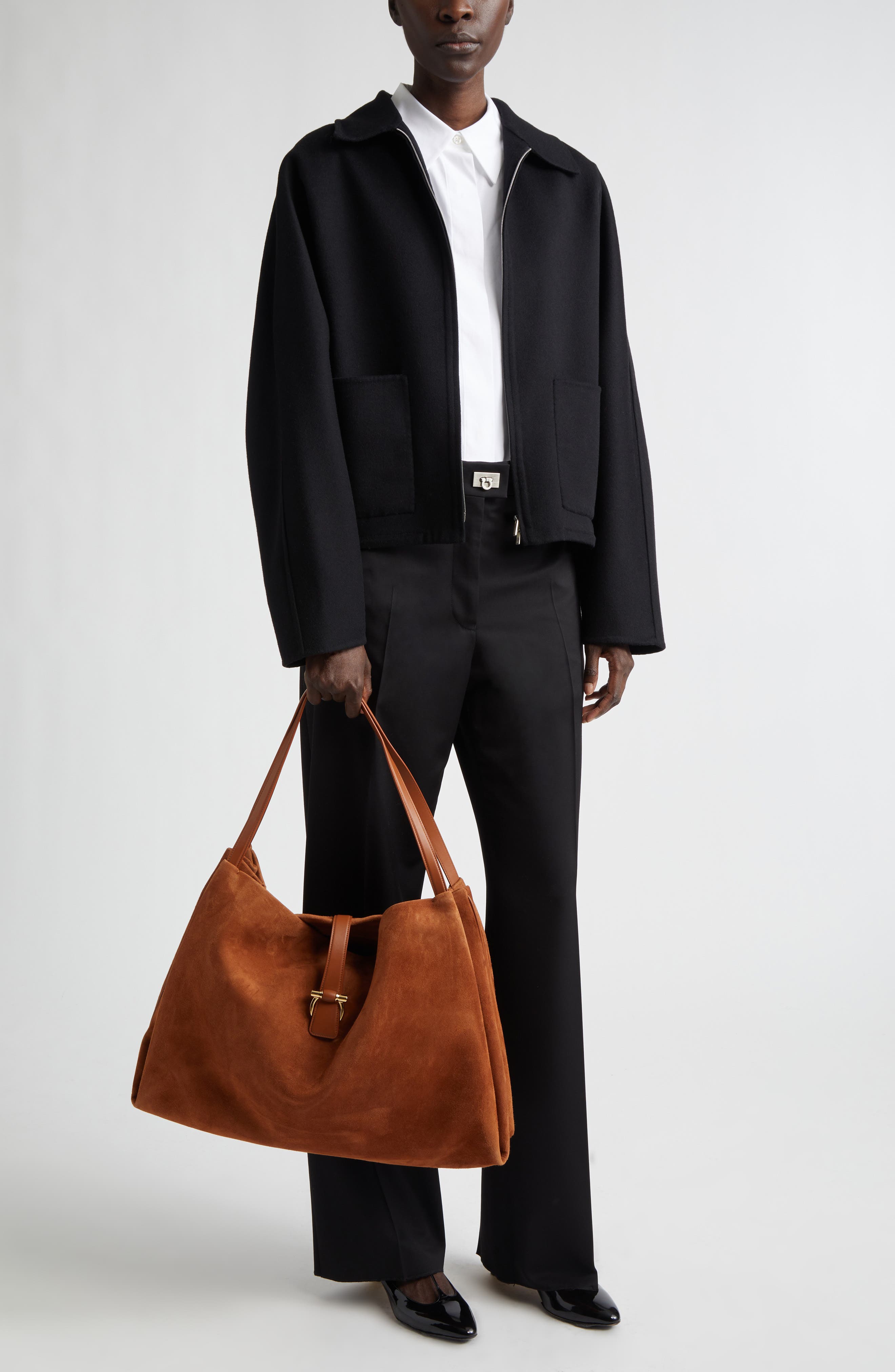Crop Wool & Cashmere Bomber Jacket - image 2