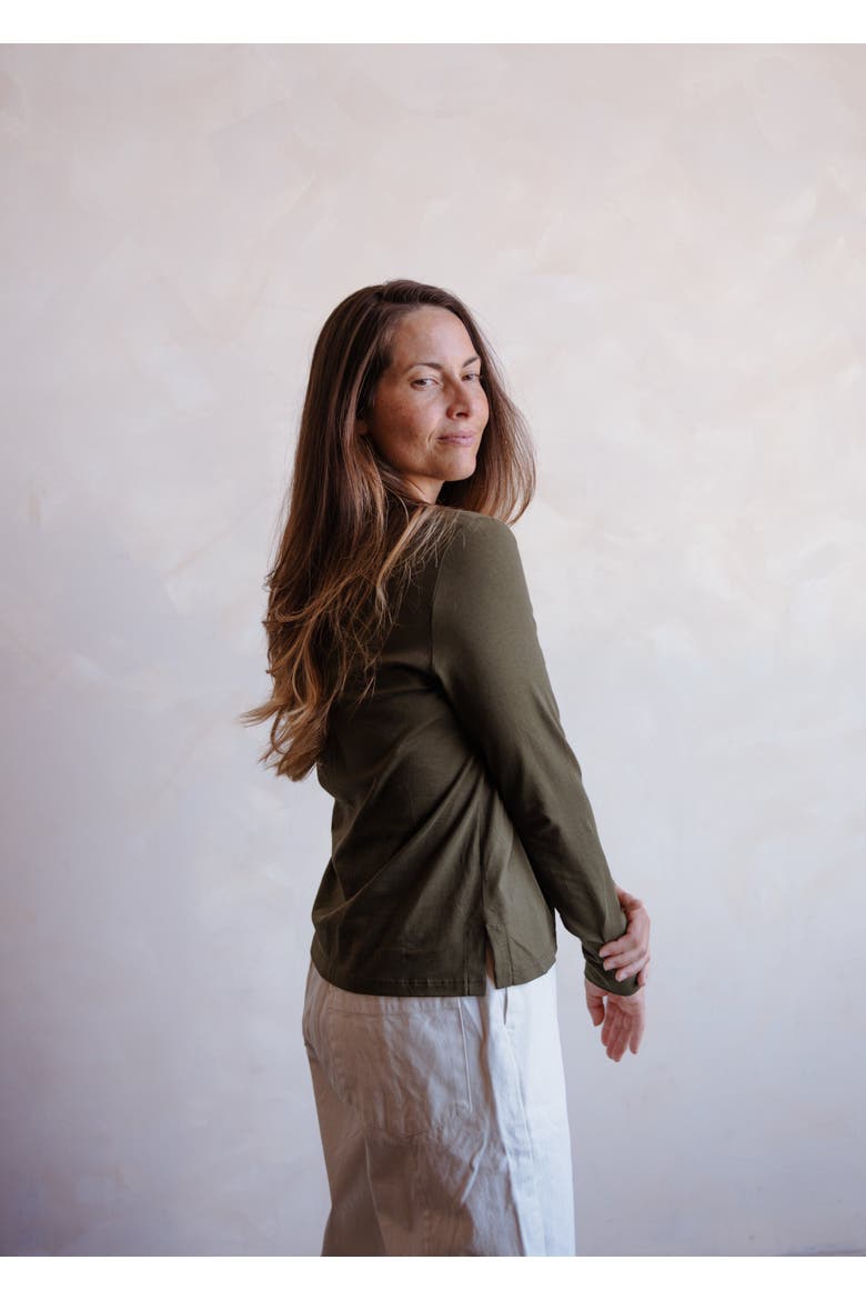 The Simple Long Sleeve Women, Alternate, color, chocolate
