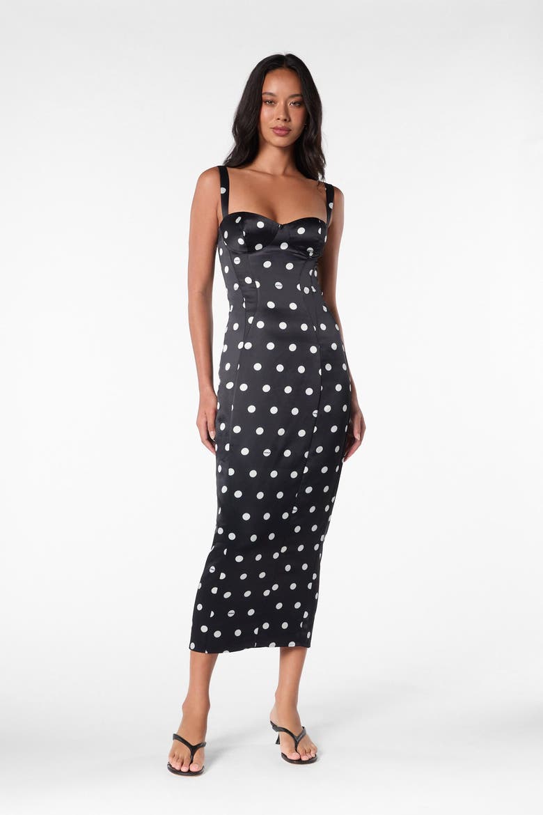 Dominique Print Dress, Main, color, Black White Polka Dot