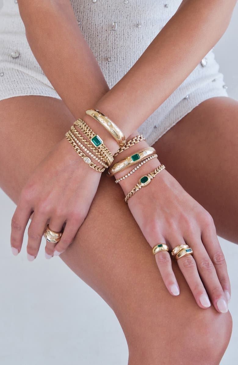 Zoë Chicco One of a Kind Emerald Set in a Bismark Chain Bracelet, Alternate, color, 