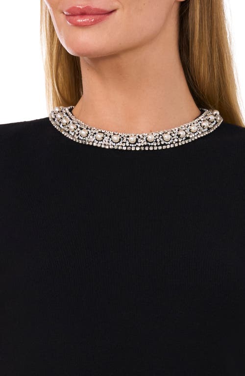 Cece Embellished Imitation Pearl Sleeveless Sweater In Multi