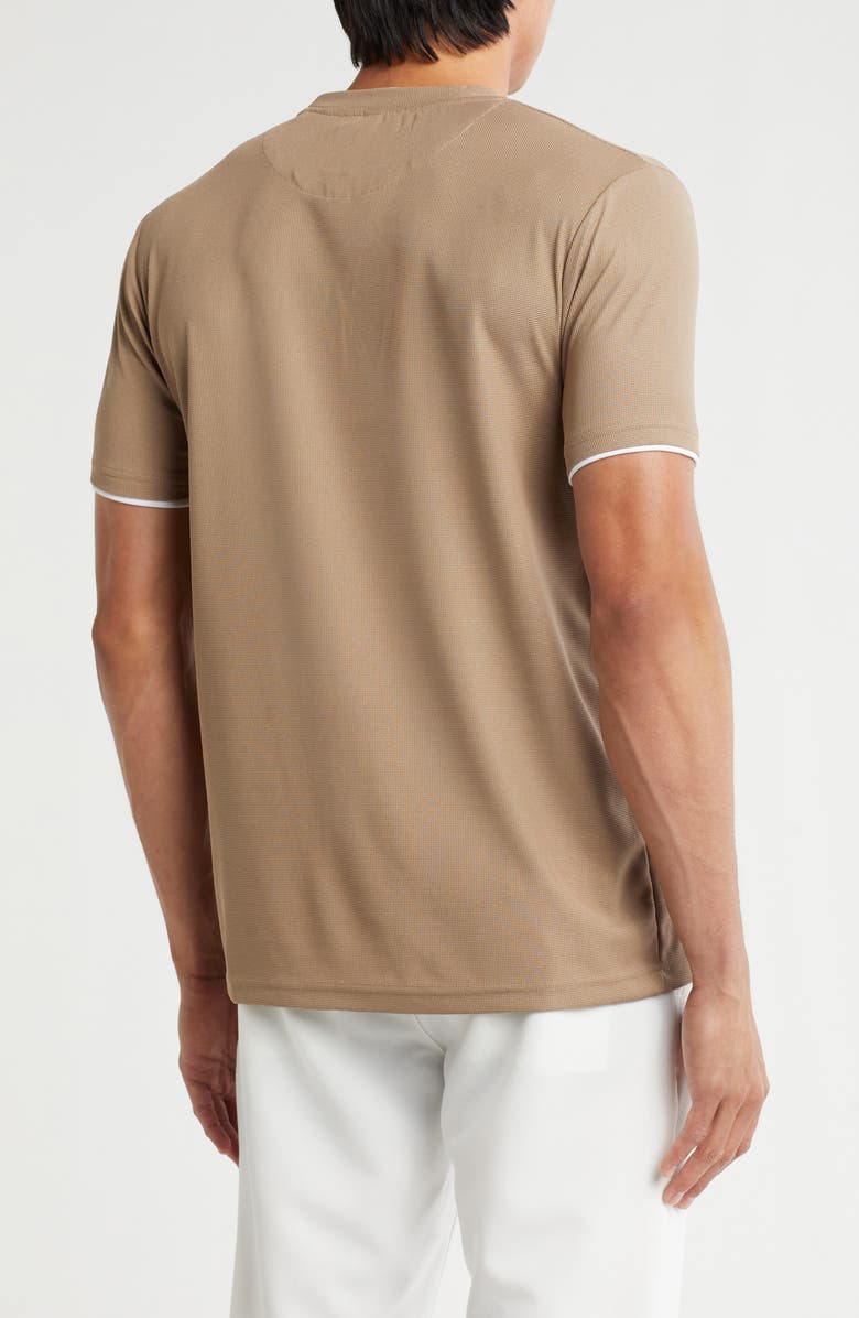 DENIM AND FLOWER Textured Double Layered Crewneck T-Shirt, Alternate, color, Khaki