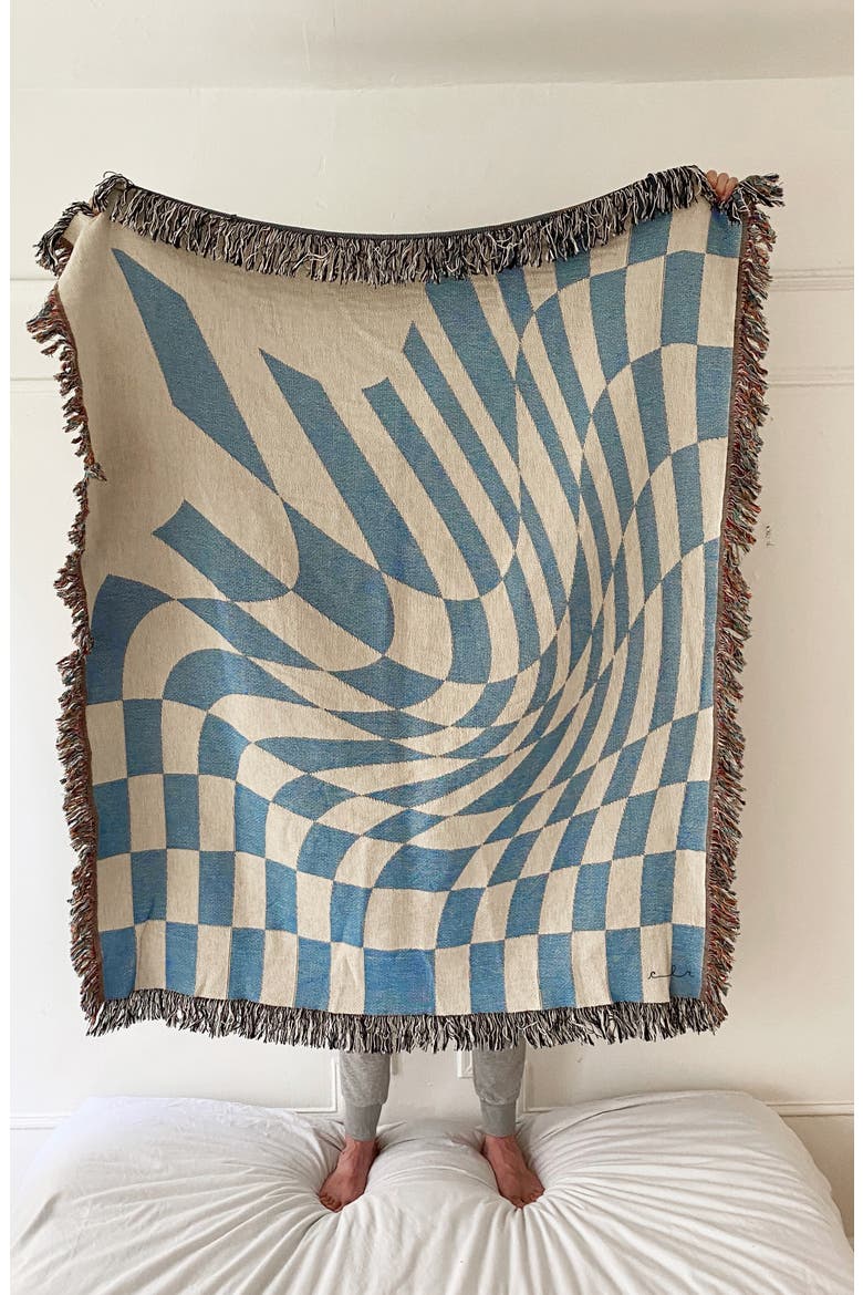 Groovy Grid Throw Blanket, Alternate, color, SKY BLUE