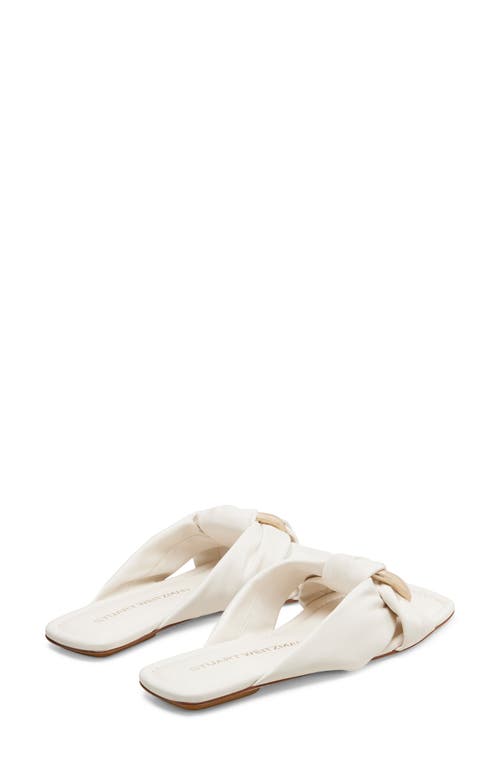 Stuart Weitzman Cece Twisted Leather Ring Slide Sandals In Cream.