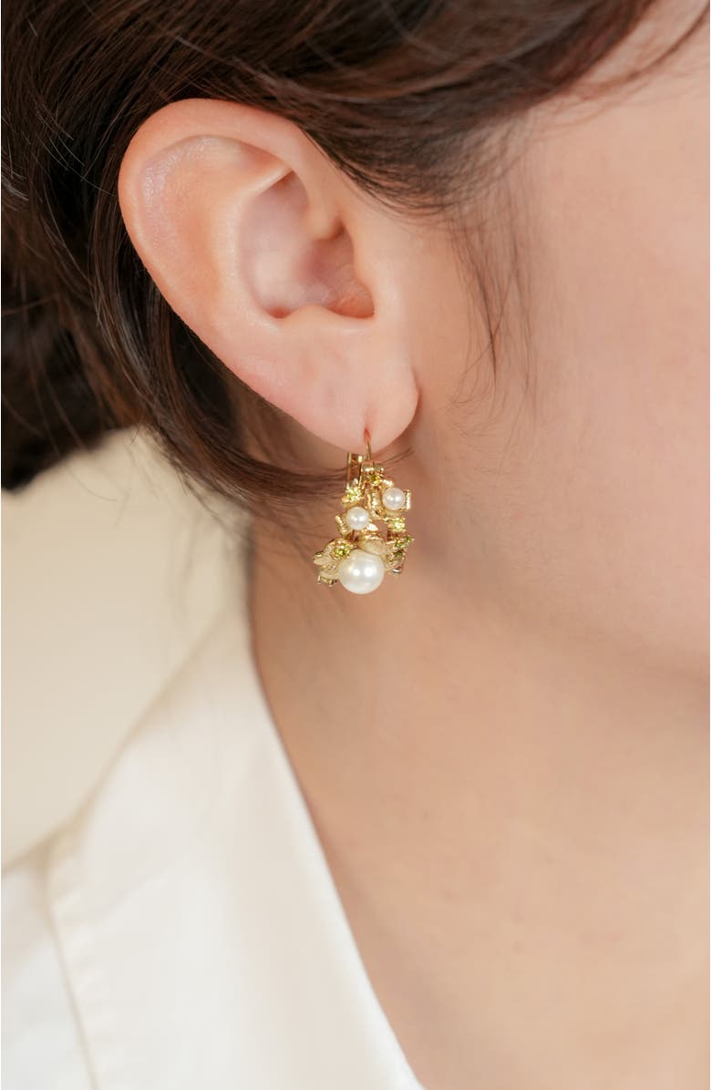 RC RETRO CHIC Garden Blossom Hoop Earrings, Alternate, color, Gold & White & Yellow