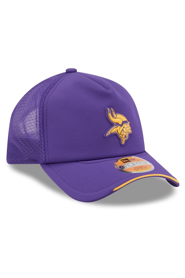 Men's New Era Purple Minnesota Vikings 2026 Sideline Apex 9FORTY Adjustable Trucker Hat, Alternate, color, Purple
